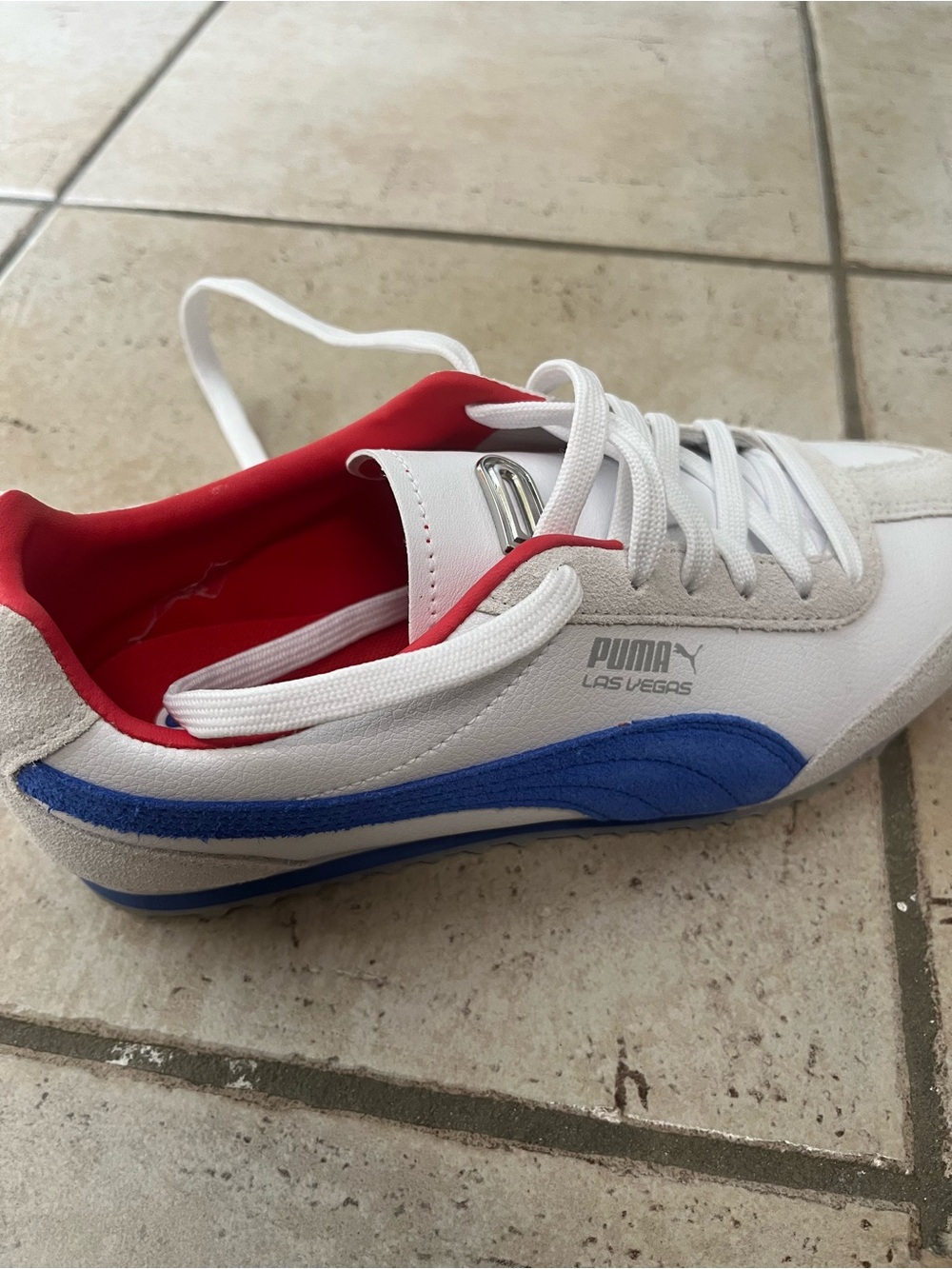 Puma Women Las Vegas White Blue Red Low-Top Sneakers